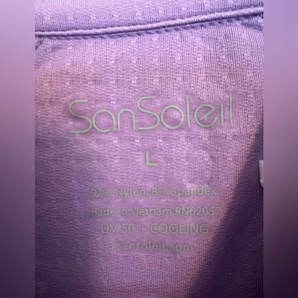 NWT San Soliel ladies golf purple 1/4 zip, size L - Picture 3 of 5
